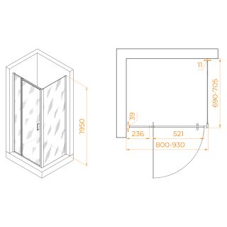 Душевой уголок RGW PA-078 (RGW PA-008 + Z-050-2) 350807887-11 80x70см хром